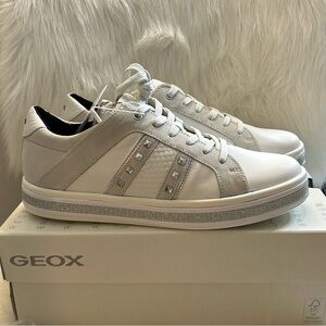 New GEOX, white athletic stylish shoe